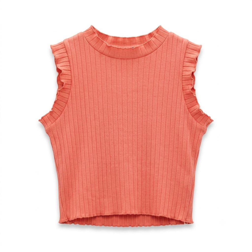 Coral Ribbed Sleeveless Top | Pre-Loved | Why Go Less-1
