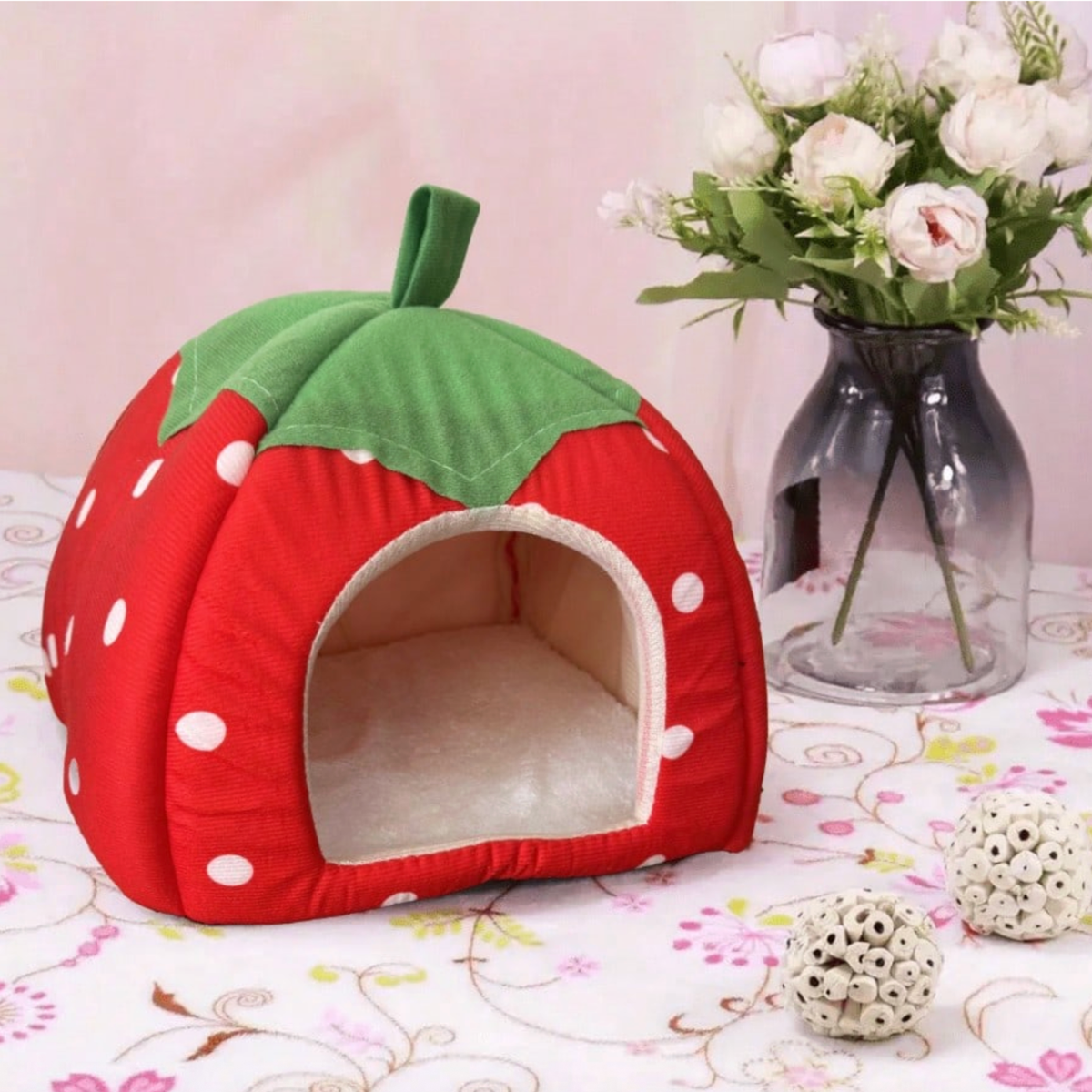 Strawberry Pet House Cozy Hideout for Small Pets (25x25 cm) - Digollo at Why Go Less, Lebanon