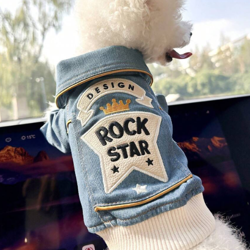 Rock Star Dog Denim Jacket for Small Dogs - Digollo at Why Go Less, Lebanon