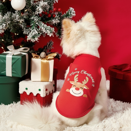 Christmas Reindeer Print Pet Vest in Red - Digollo at Why Go Less, Lebanon
