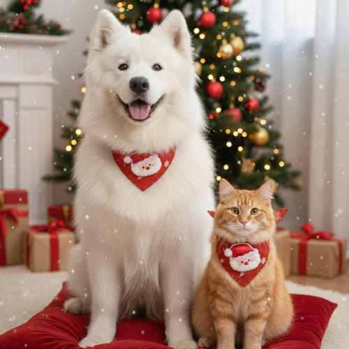 Christmas Pet Bandana Collar Festive Neck Scarf for Cats and Dogs - Digollo at Why Go Less, Lebanon