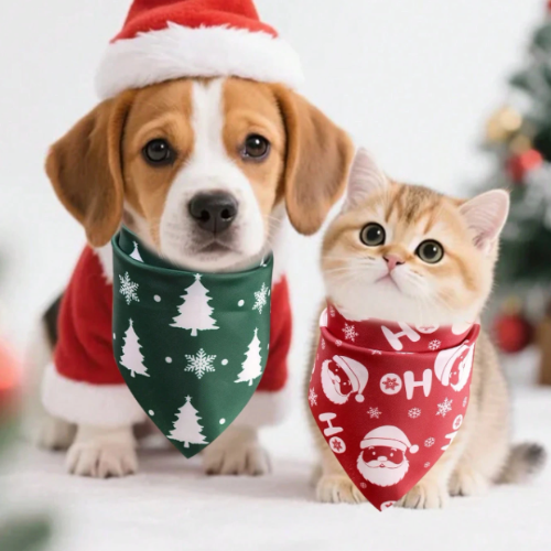 Christmas Pet Bandana Set Adjustable Holiday Scarves for Cats and Dogs - Digollo at Why Go Less, Lebanon