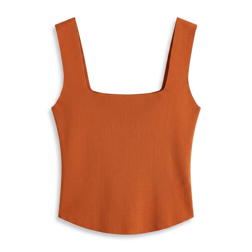 Rust Orange Ribbed Tank Top | Pre-Loved | Why Go Less-2