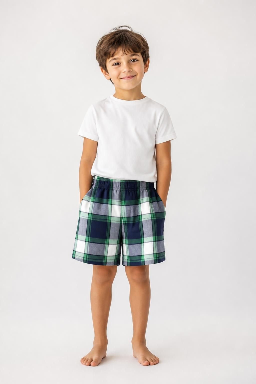 Plaid Flat Front Shorts Boys - at Why Go Less, Lebanon