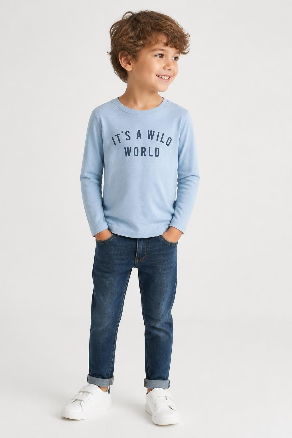 Blue Long Sleeve T-shirt Boys - at Why Go Less, Lebanon
