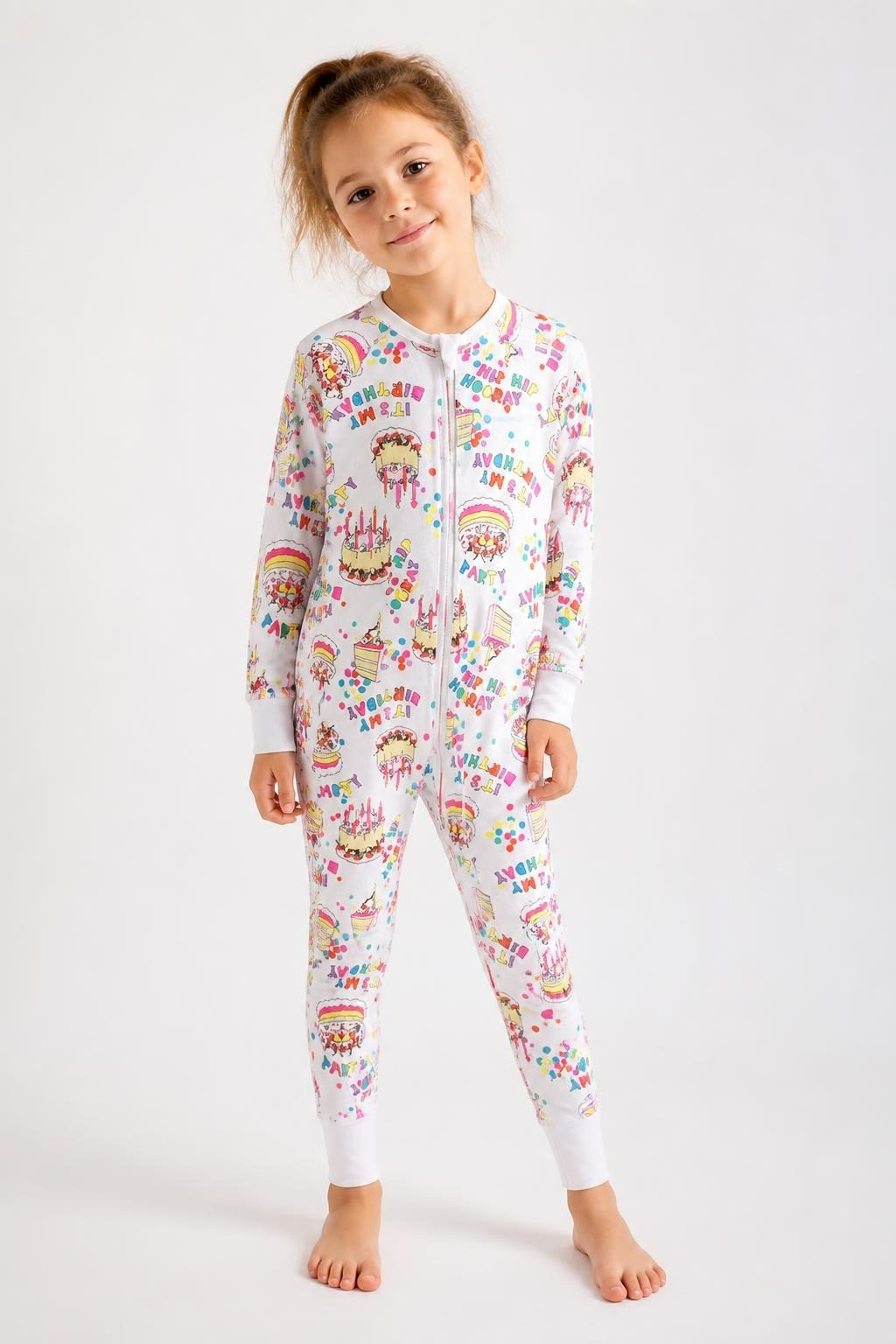 Bonds Birthday Print Zip Onesie Sleepsuit White - at Why Go Less, Lebanon