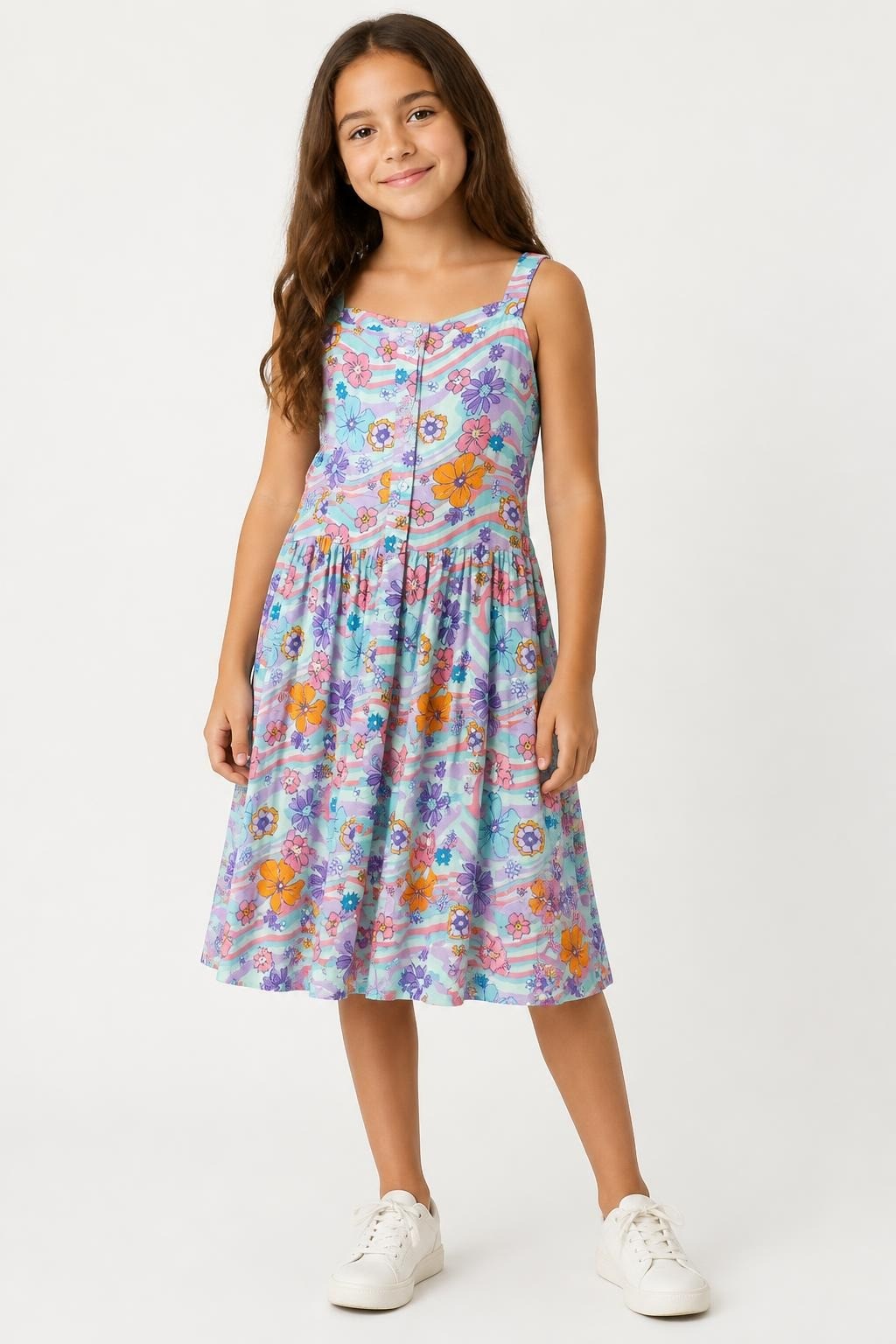 Creo Kids Floral Sleeveless Tiered Dress - at Why Go Less, Lebanon