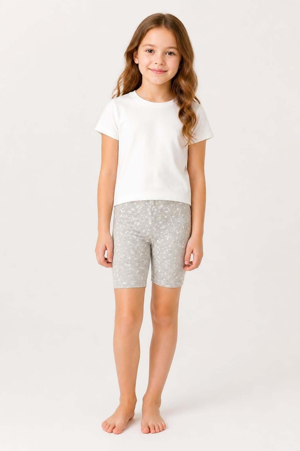 Girl Gray Patterned Bike Shorts - at Why Go Less, Lebanon