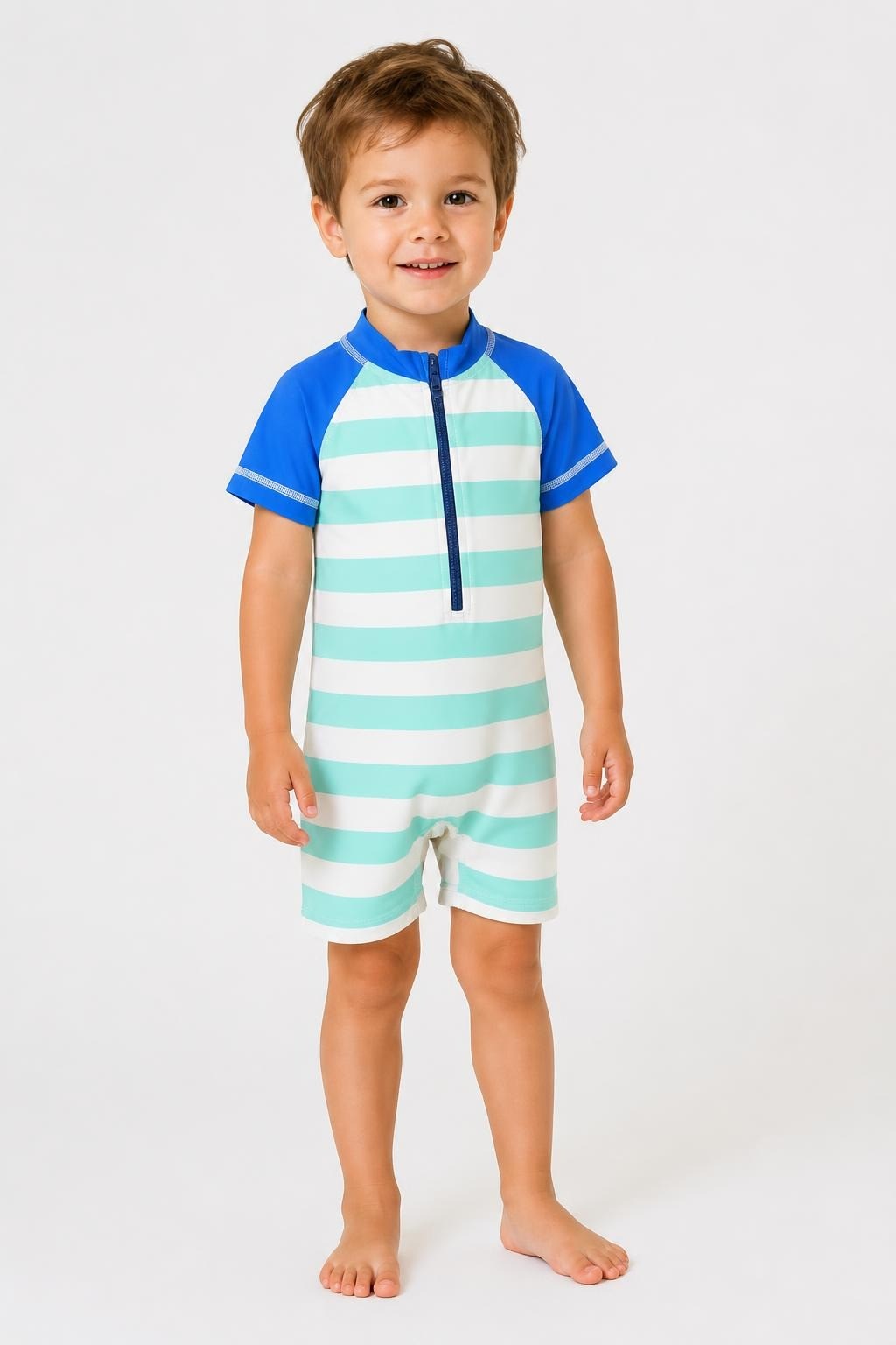 Stripped Long-sleeve Baby Swim Sunsuit - at Why Go Less, Lebanon
