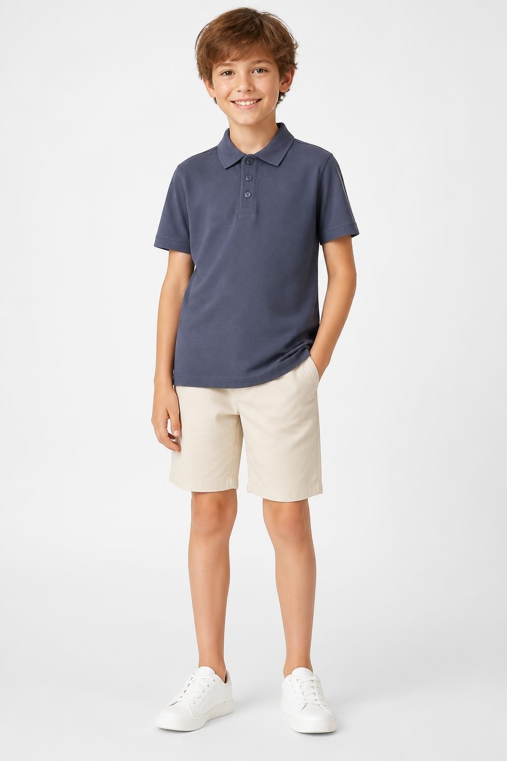 Kids Navy Cotton-blend Piqué Polo Shirt - at Why Go Less, Lebanon