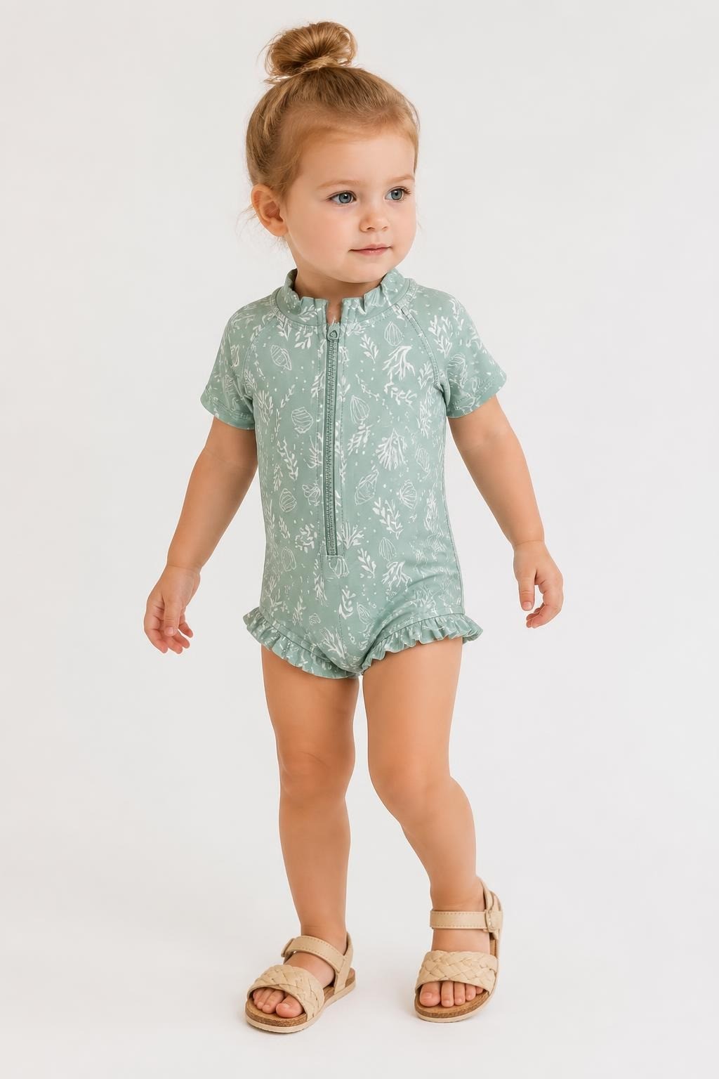 Green Printed Toddler Swimsuit - at Why Go Less, Lebanon