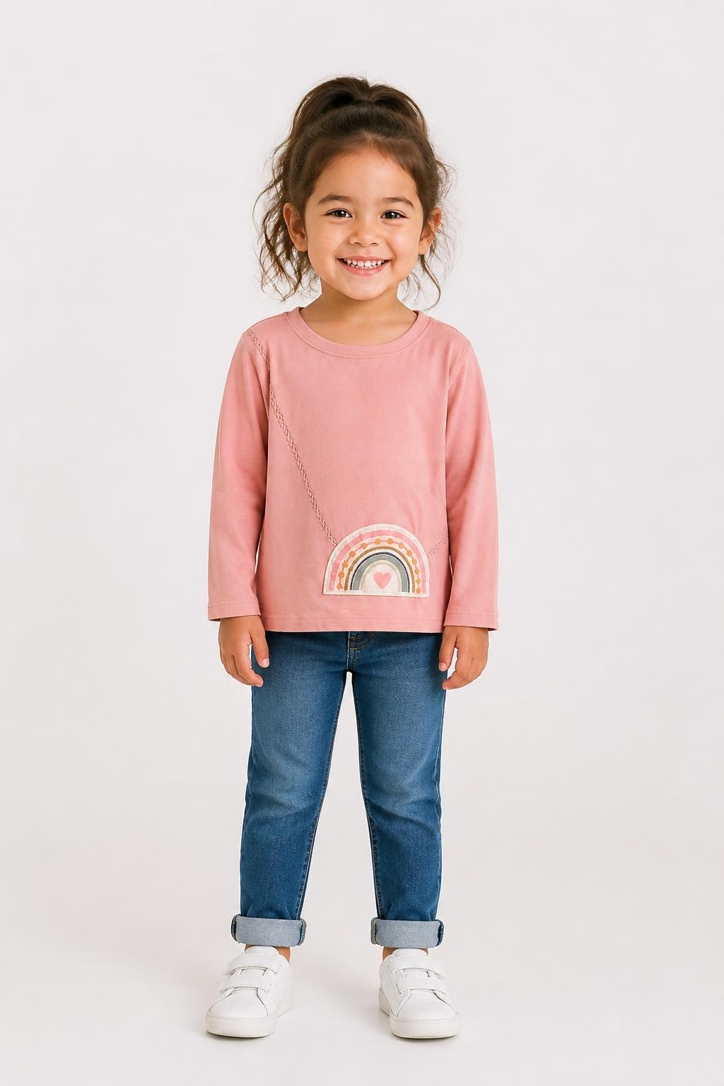 Rainbow Print Pink T-shirt for Girls - at Why Go Less, Lebanon