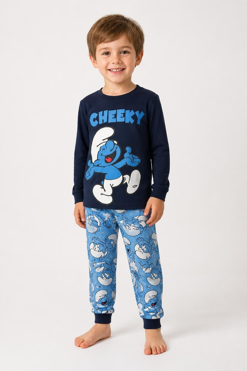 Smurfs Cheeky Kids Pajama Set Navy Blue - at Why Go Less, Lebanon
