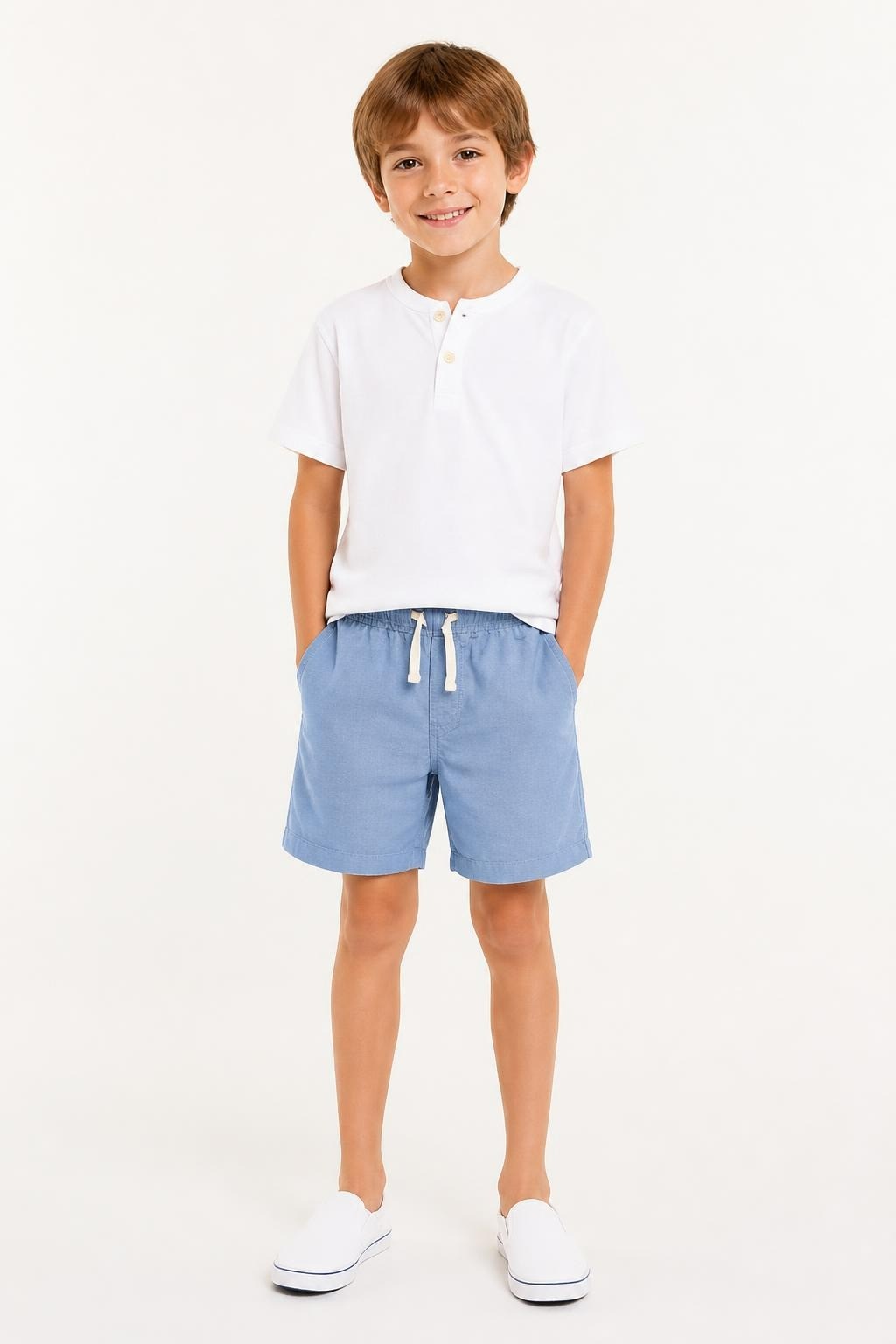 Light Blue Drawstring Shorts, Kids - at Why Go Less, Lebanon