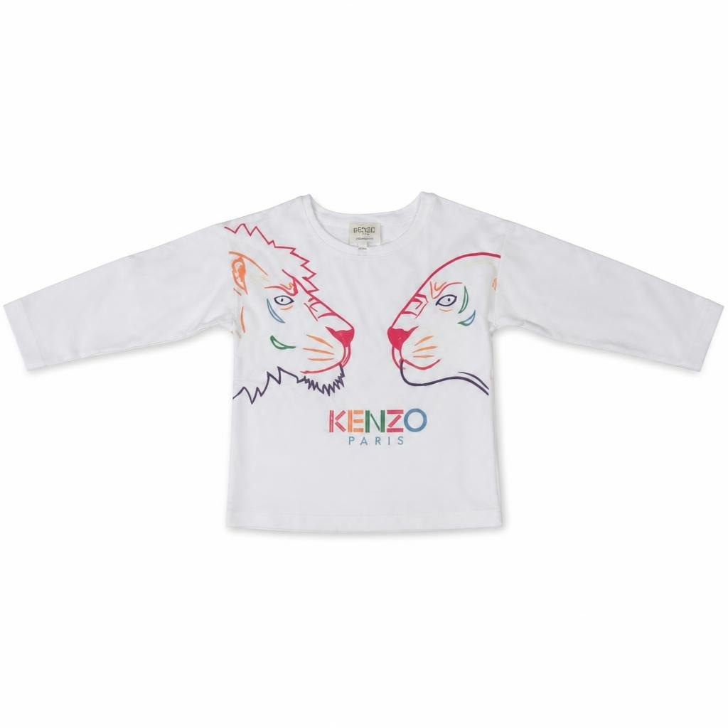 Kenzo Paris Tiger Graphic White Long-sleeve Top - pre-loved at Why Go Less, Lebanon