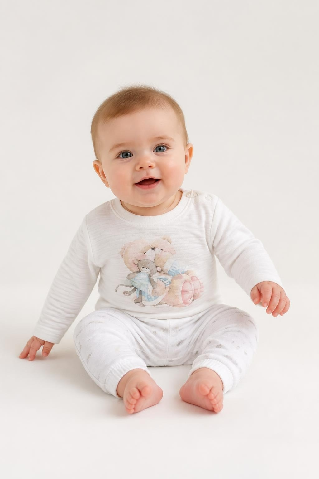 Giggles Bear Print Baby Top and Pants Set - pre-loved at Why Go Less, Lebanon