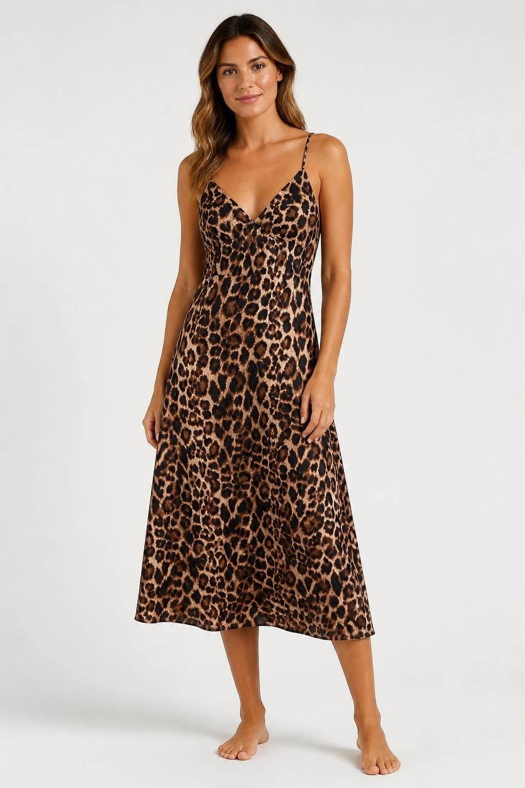 Leopard Print Spaghetti Strap Midi Dress | Pre-Loved | Why Go Less