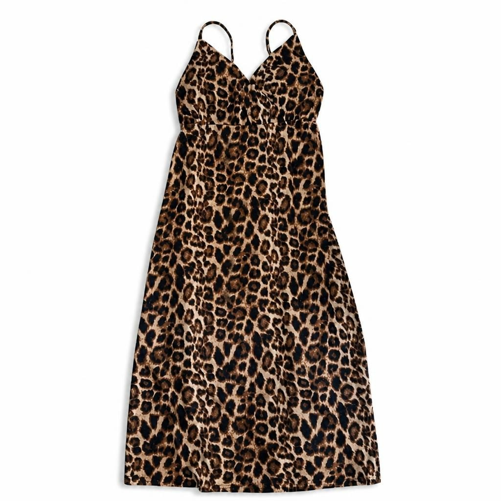 Leopard Print Spaghetti Strap Midi Dress | Pre-Loved | Why Go Less