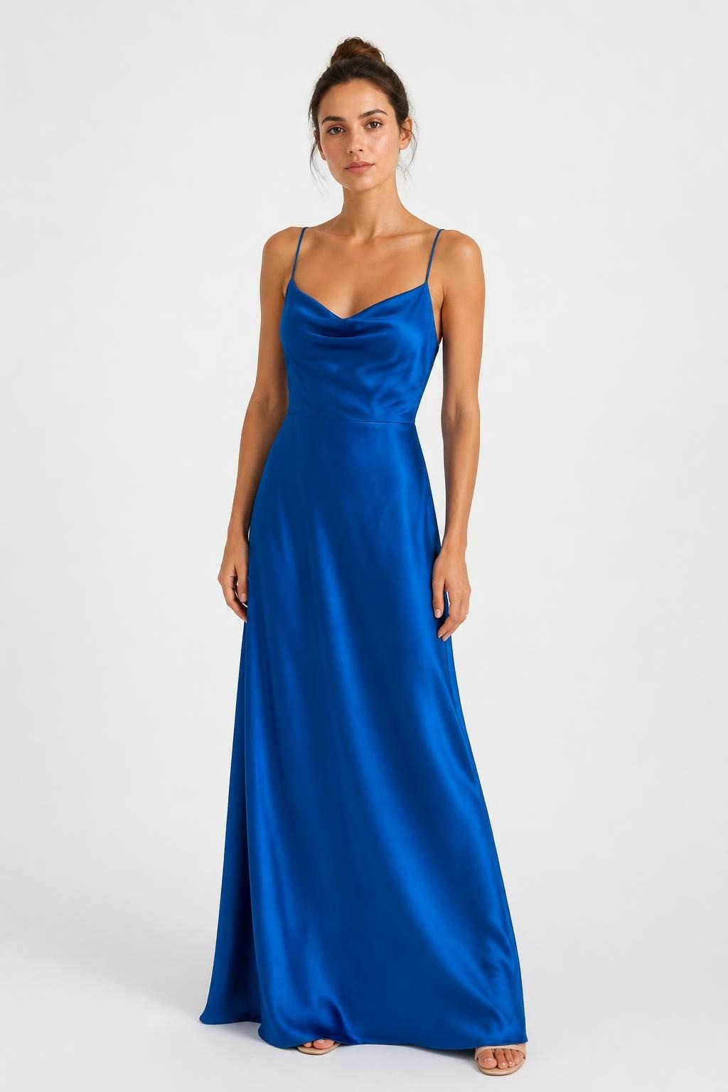 Royal Blue Satin Spaghetti Strap Maxi Dress | Pre-Loved | Why Go Less
