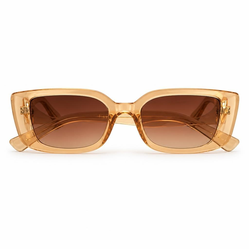 Retro Rectangle Amber Tinted Sunglasses | Pre-Loved | Why Go Less