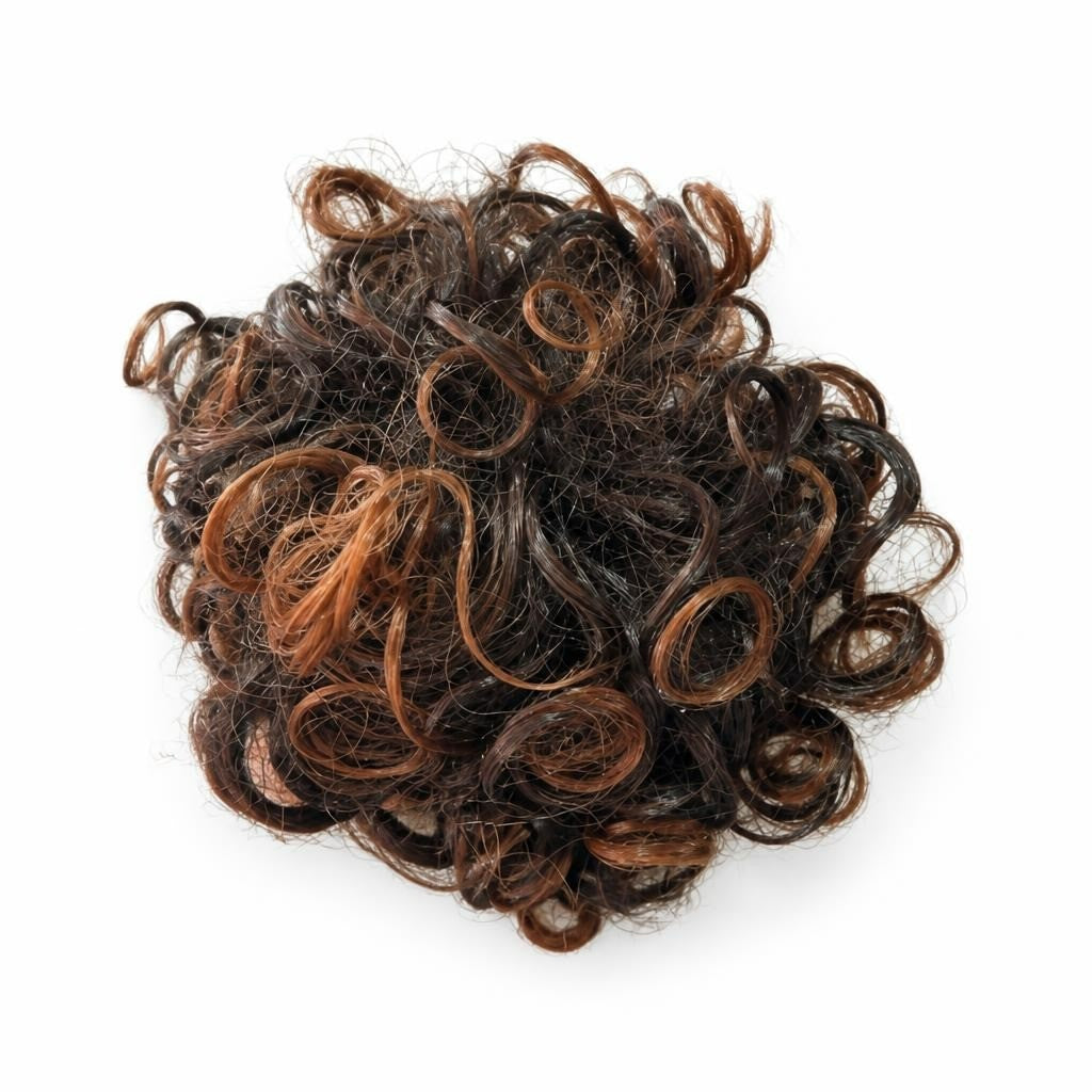 Curly Hair Bun Scrunchie Extension, Dark Brown Auburn | Pre-Loved | Why Go Less