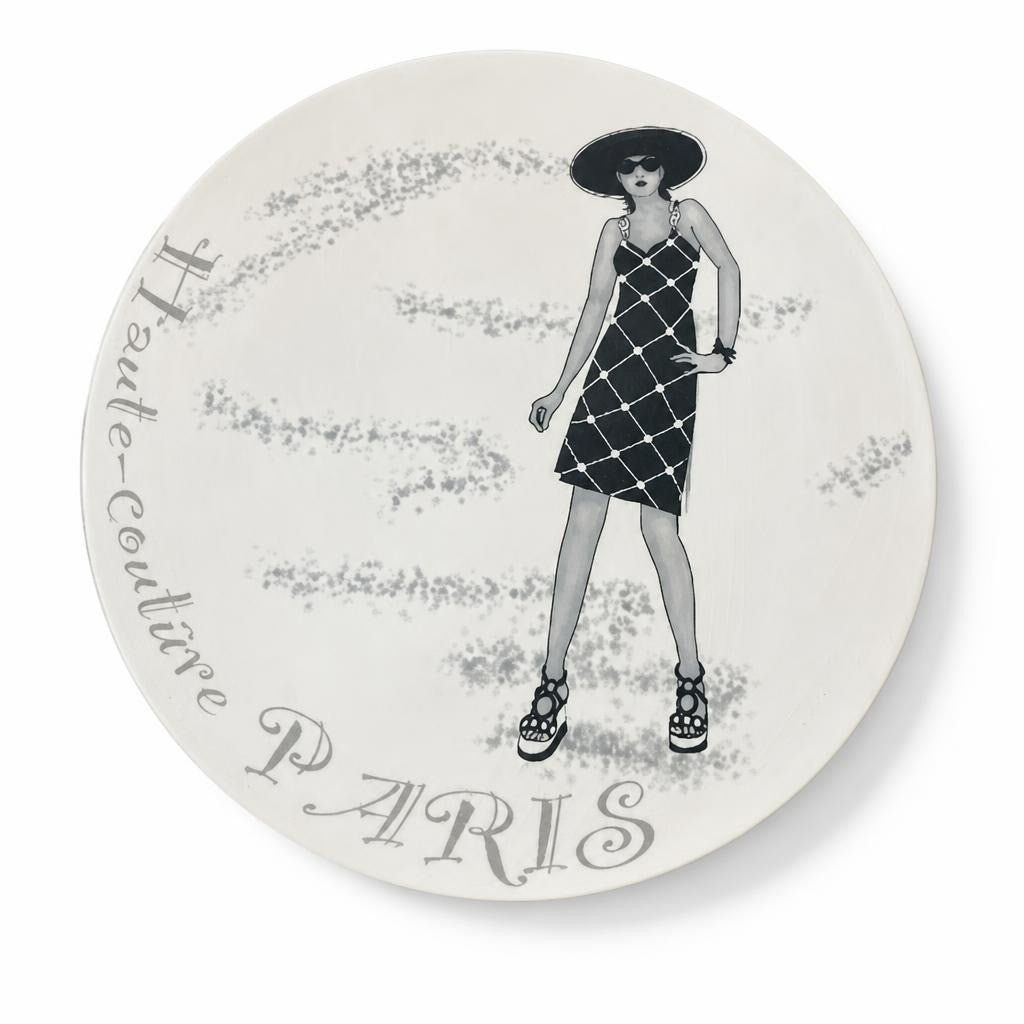 Assiette Décorative Illustration de Mode Haute Couture Paris | Occasion | Pourquoi Se Content
