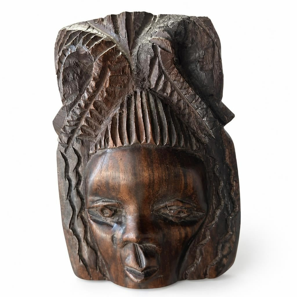 Sculpture faciale africaine en bois sculptée à la main | Seconde main | Pourquoi se contenter de moins