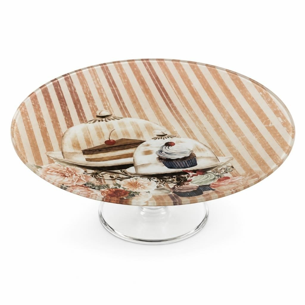 Présentoir à gâteaux en verre, motif dessert, base sur pied | Occasion | Pourquoi se contenter de moins