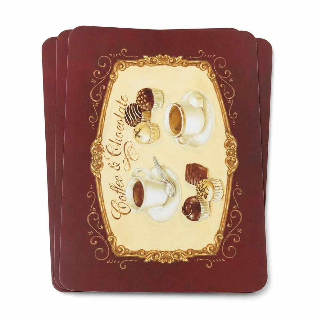 Coffee & Chocolate Themed Placemats Set, Brown | Pre-Loved | Why Go Less-1
