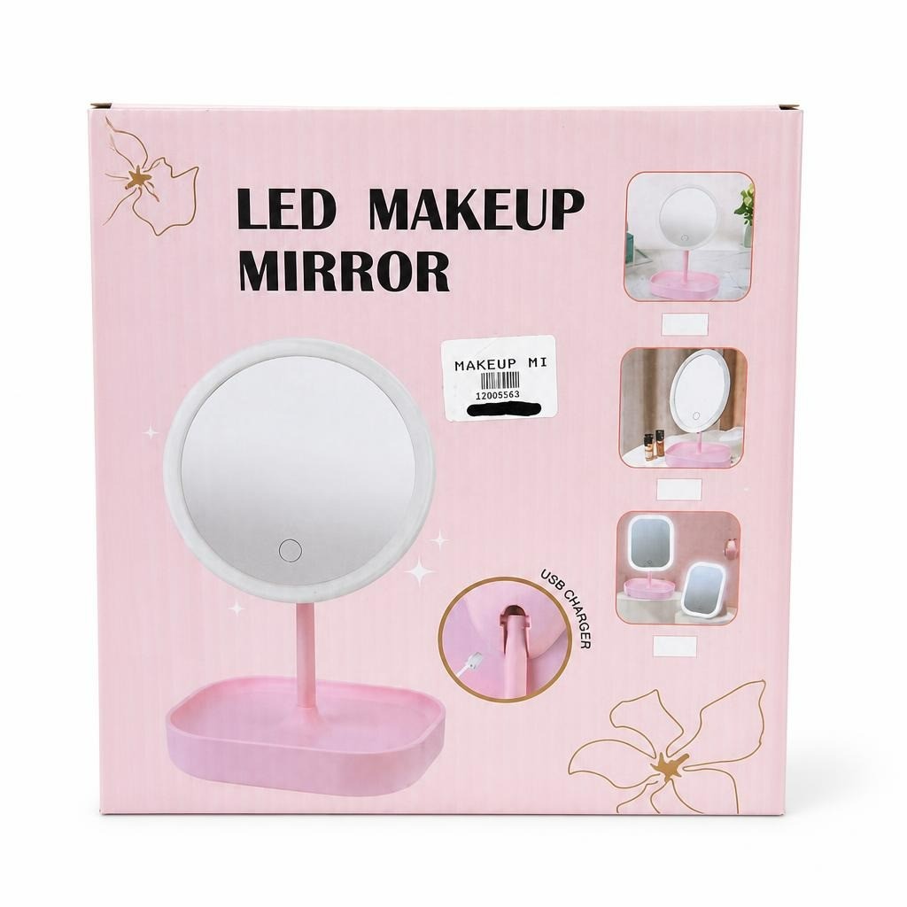 Miroir de Maquillage LED avec Chargeur USB - Rose | Seconde main | Pourquoi Moins