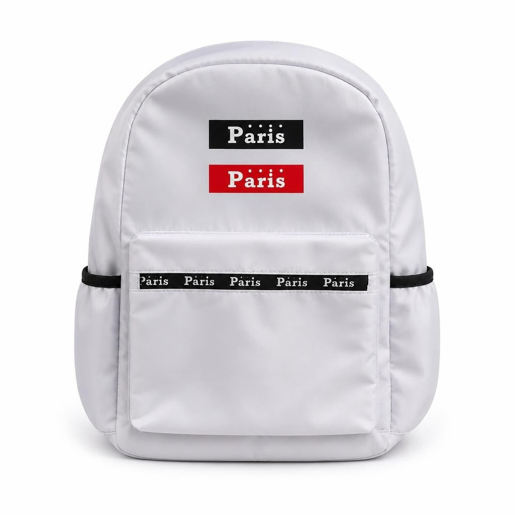 Paris Print White Casual Backpack | Pre-Loved | Why Go Less
