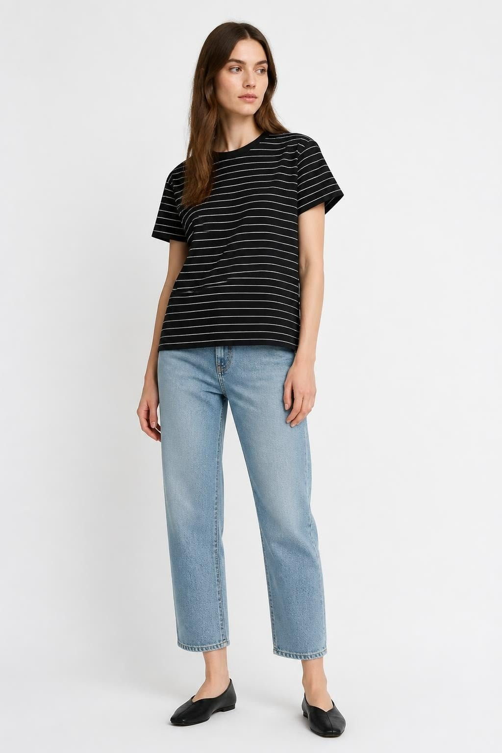 T-shirt ras du cou à rayures noires et blanches | Seconde main | Pourquoi se contenter de moins