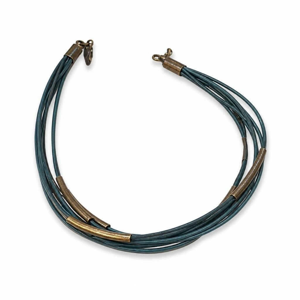 Multi-strand Dark Teal Wire Choker Necklace - pre-loved at Why Go Less, Lebanon