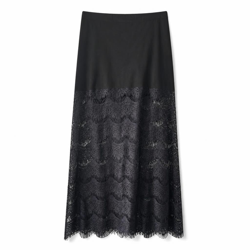 Black Lace Hem Maxi Skirt | Pre-Loved | Why Go Less-2