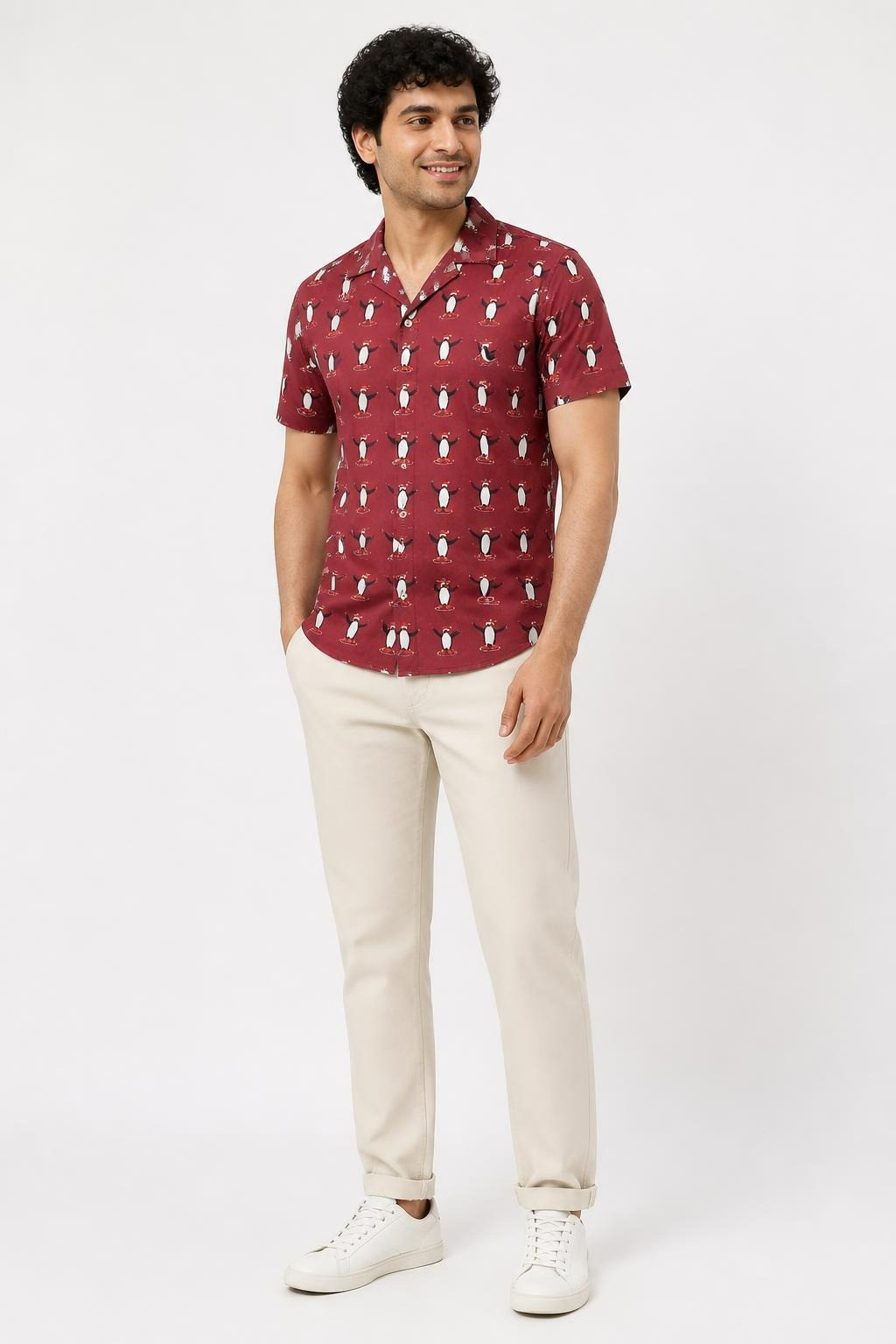 Primark Penguin Print Red Shirt | Pre-Loved | Why Go Less