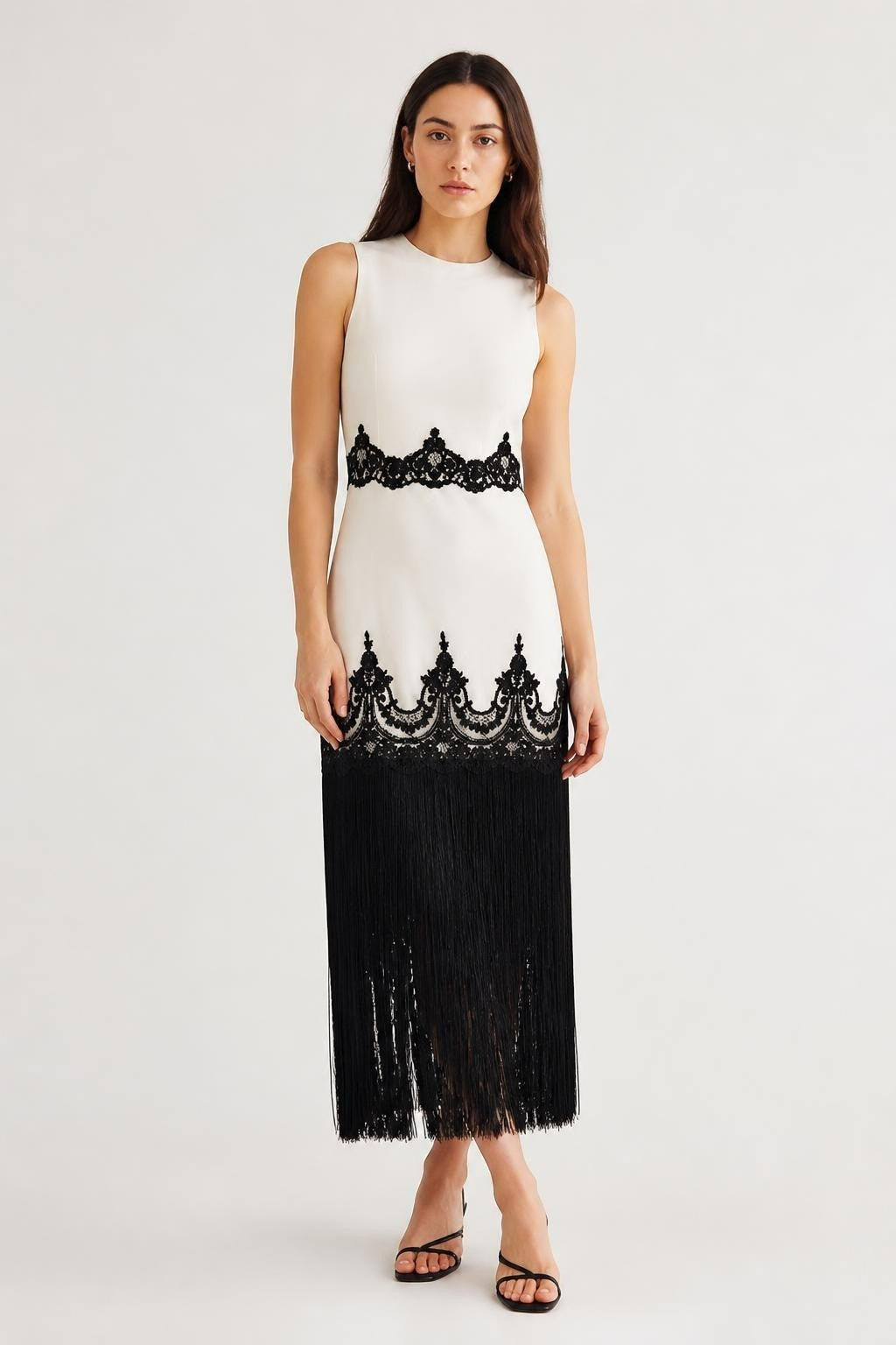 White Black Lace Fringe Mini Dress | Pre-Loved | Why Go Less