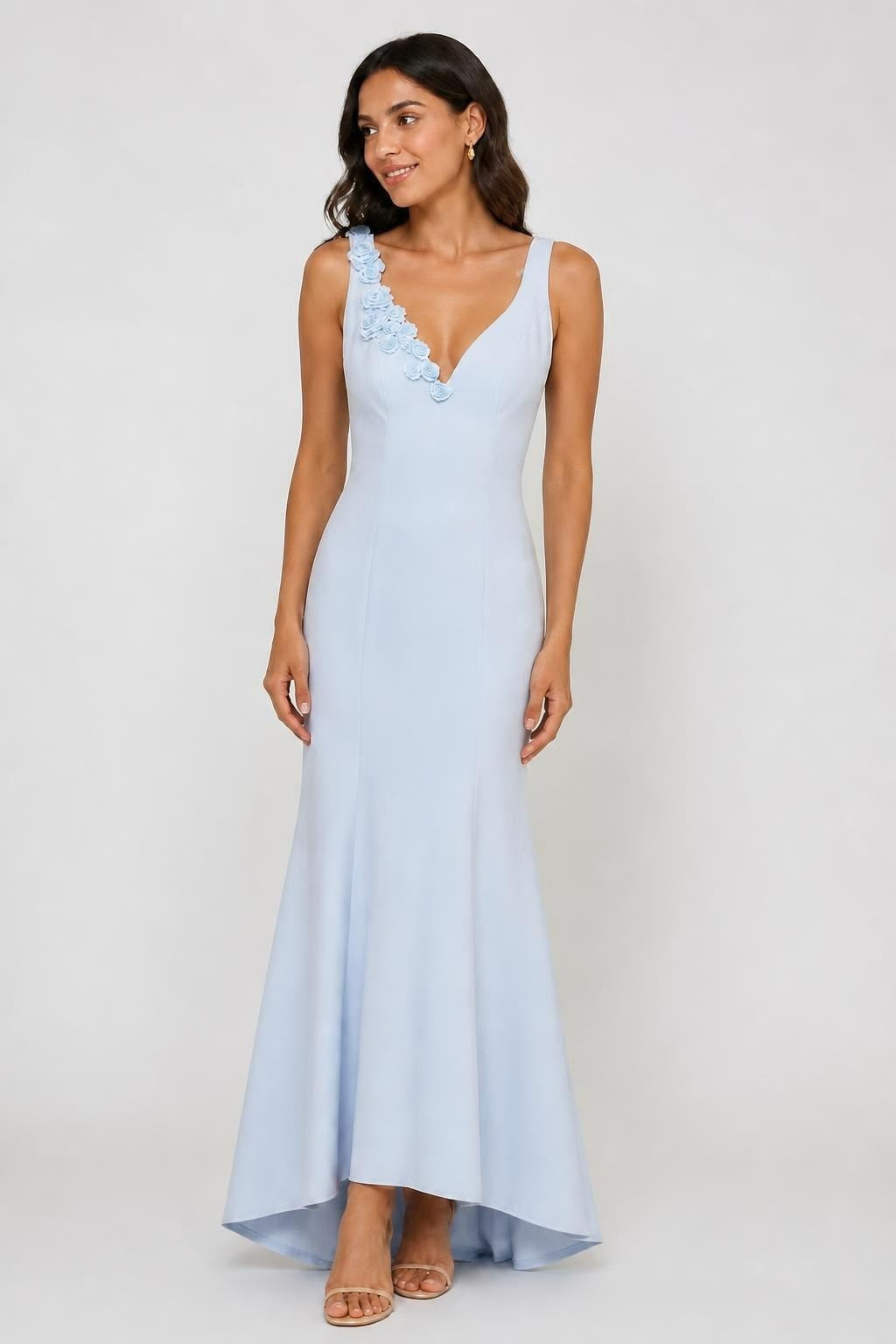 Ömür Özer Light Blue Floral Gown Size 38 | Pre-Loved | Why Go Less