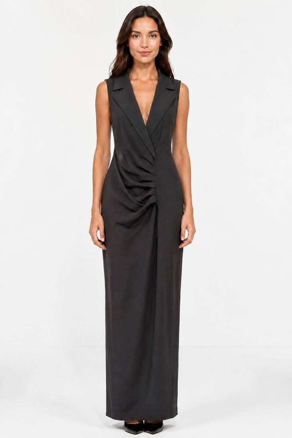 Fly Angel Sleeveless Wrap-front Dress, Dark Gray, Sz 40 | Pre-Loved | Why Go Less