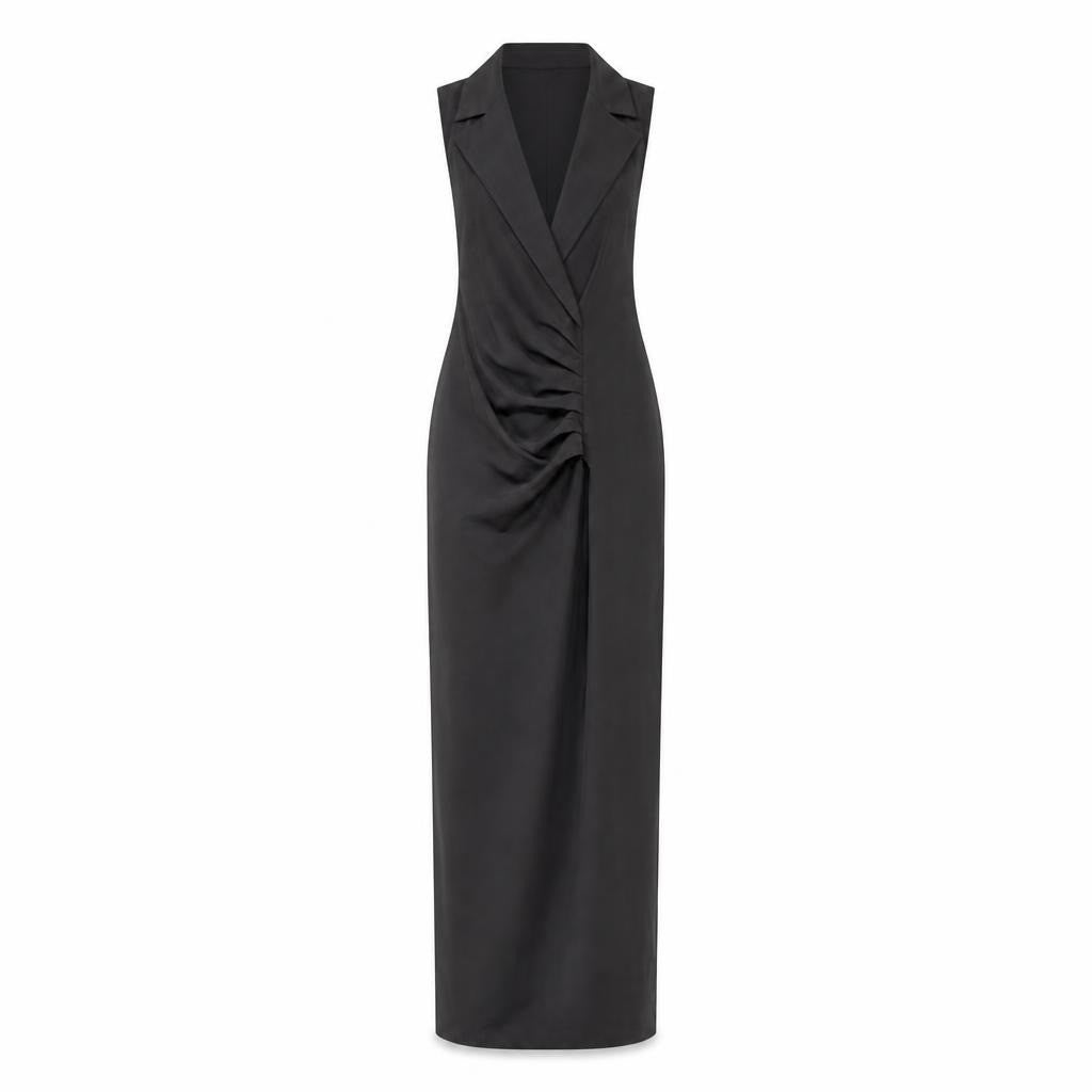 Fly Angel Sleeveless Wrap-front Dress, Dark Gray, Sz 40 | Pre-Loved | Why Go Less