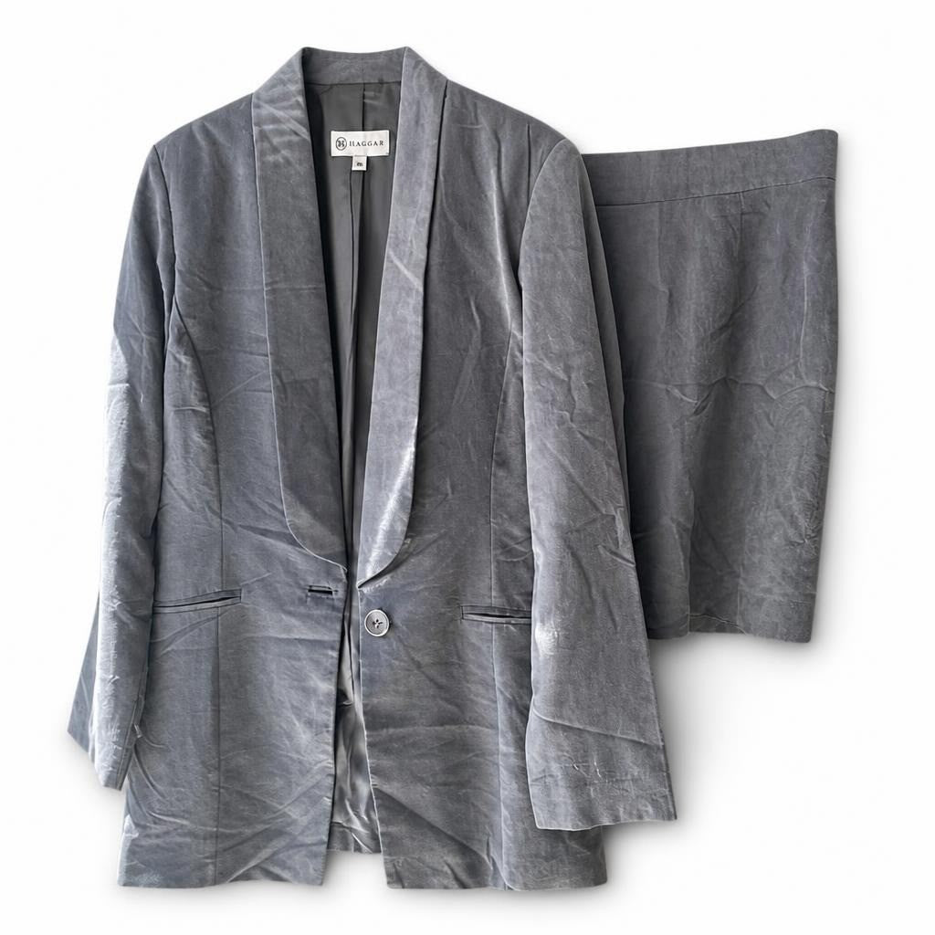 H & H Collection Grey Blazer & Skirt Set - at Why Go Less, Lebanon