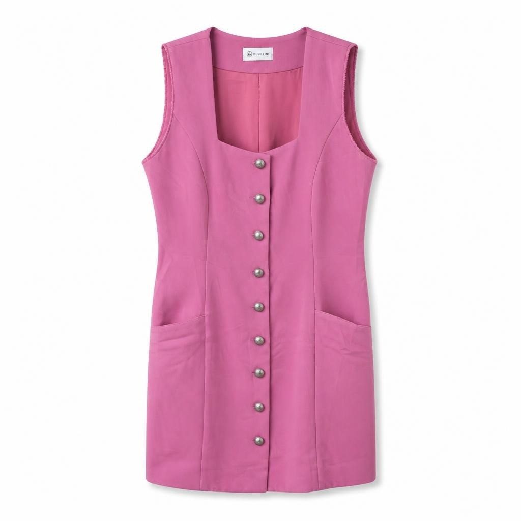 H & H Collection Hana Lira Pink Sleeveless Button-front Mini Dress - at Why Go Less, Lebanon