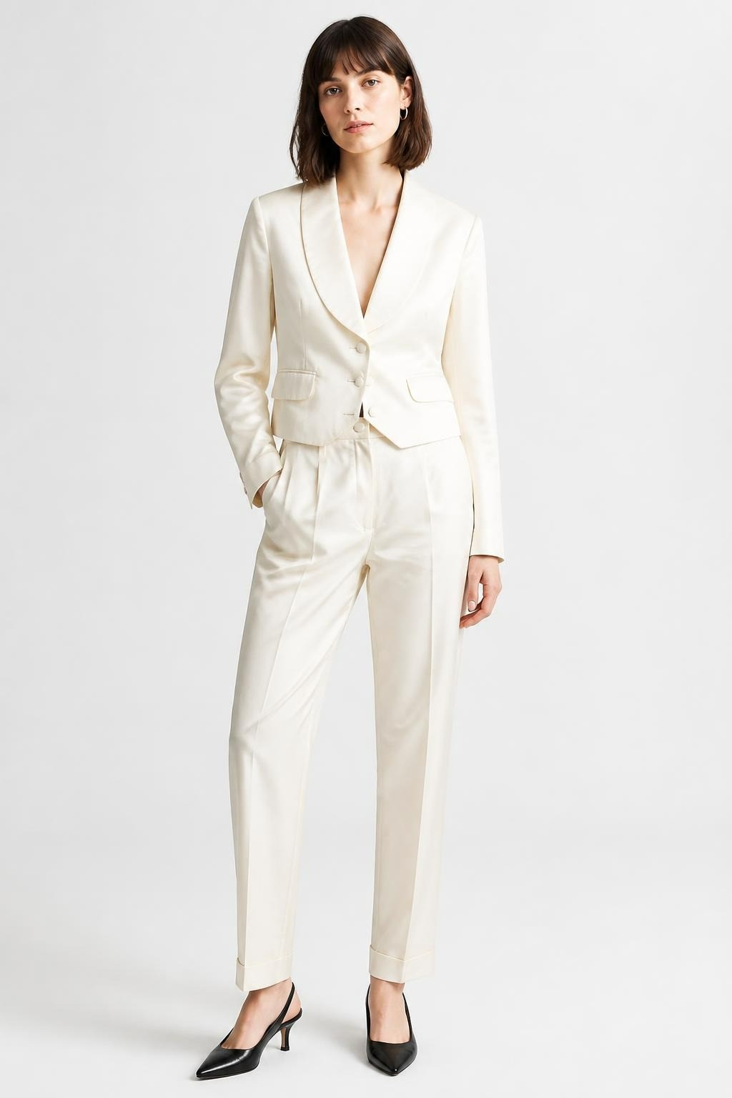 Cream Blazer And Trouser Suit Set | New | Why Go Less