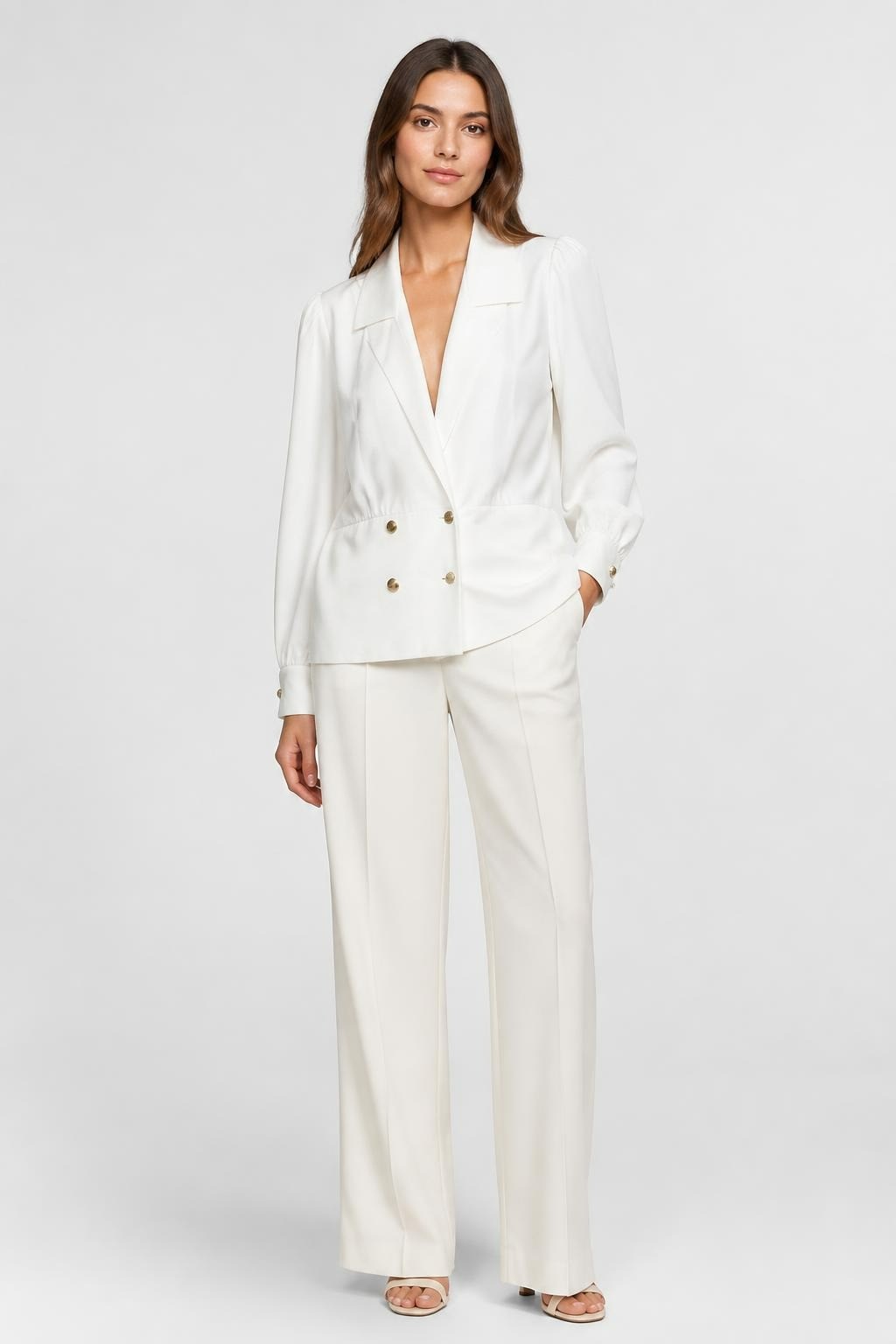 White Double-breasted Blazer Gold Buttons | New | Why Go Less