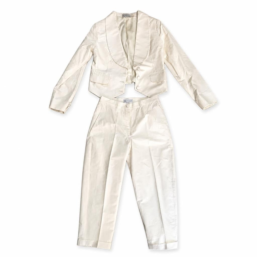 Cream Blazer and Trouser Suit Set - at Why Go Less, Lebanon