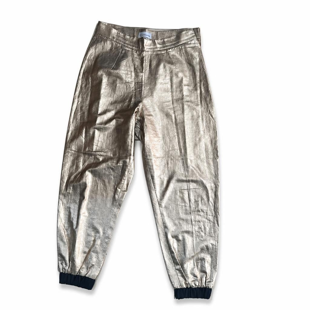Gold Metallic Jogger Trousers - at Why Go Less, Lebanon