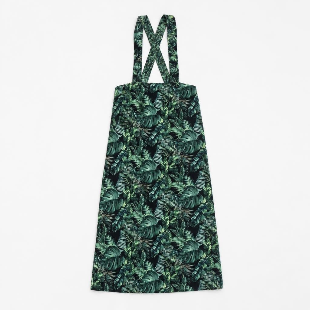 Tropical Leaf Print Halter Neck Midi Dress - at Why Go Less, Lebanon