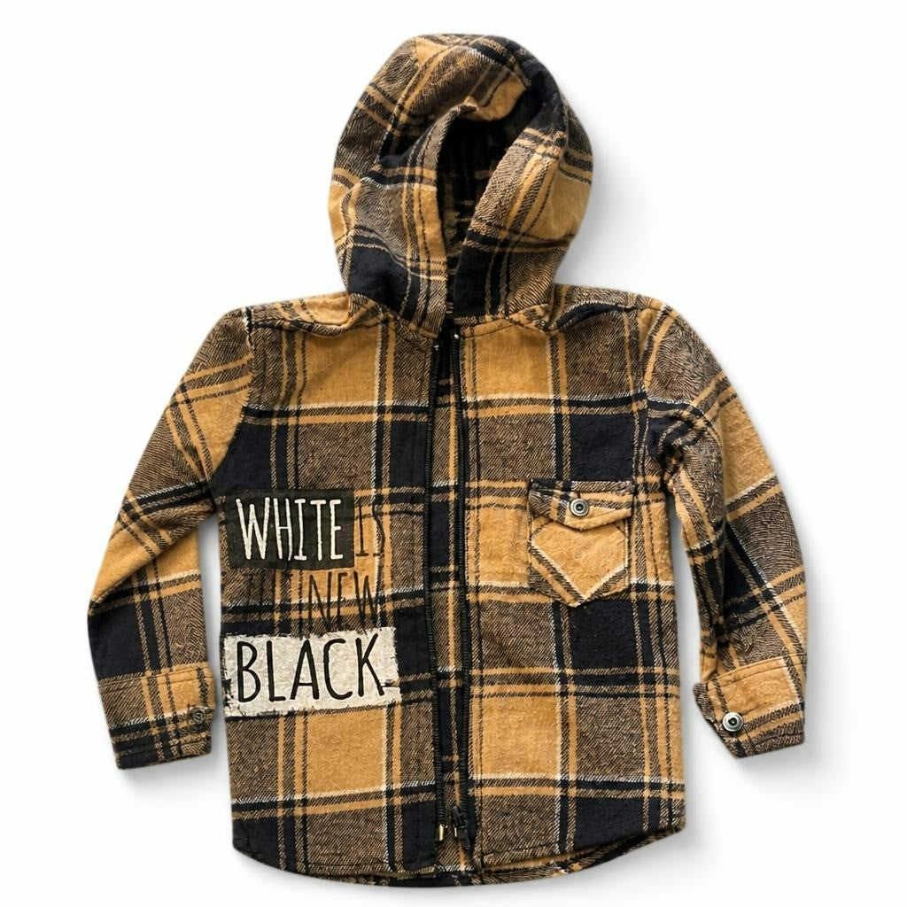 Chemise-Veste à Capuche à Carreaux Le Blanc est le Nouveau Noir | Seconde Main | Pourquoi Payer Plus