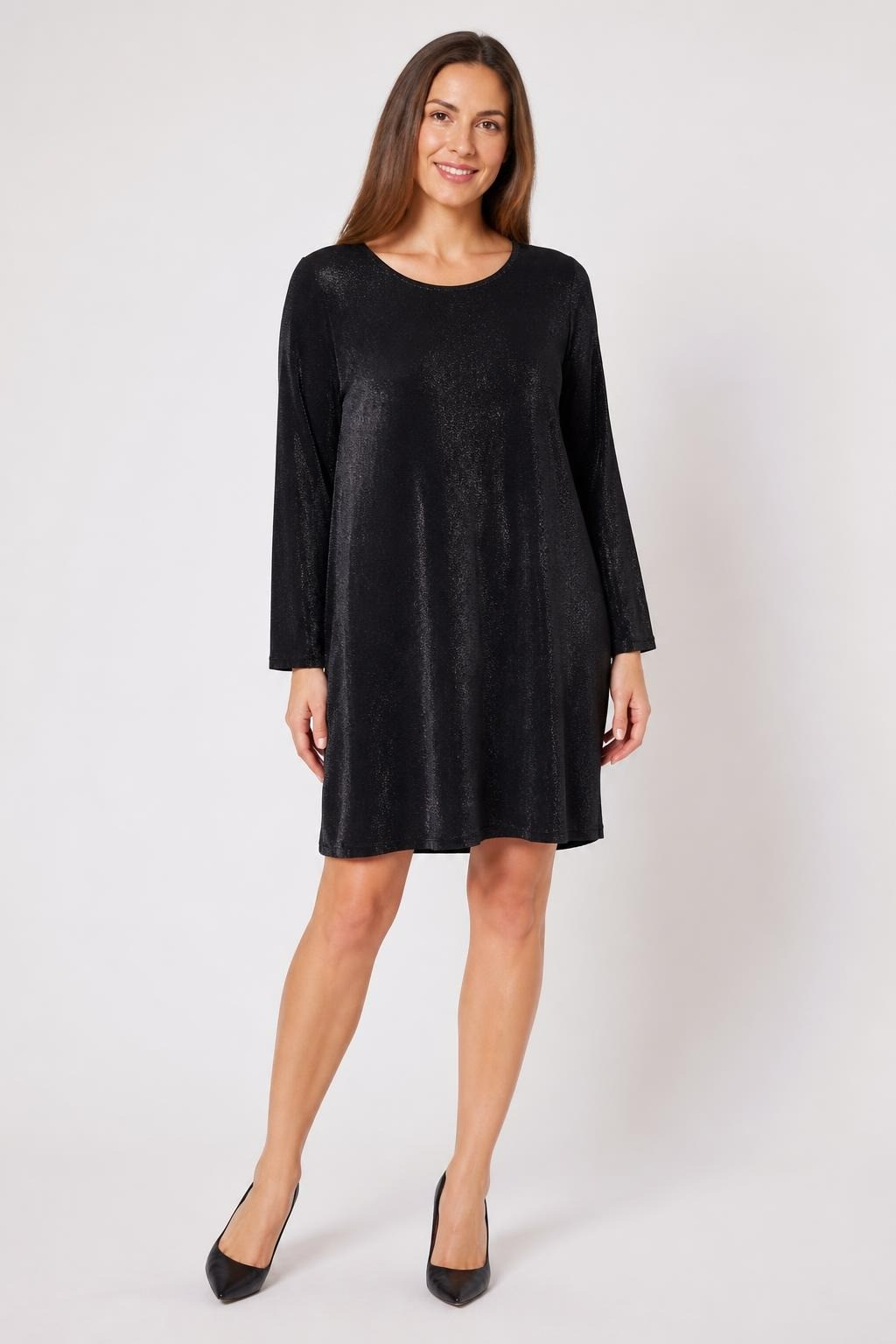 MANI Black Shimmer Long-sleeve Tunic Top Made In Vietnam | Pre-Loved | Why Go Less