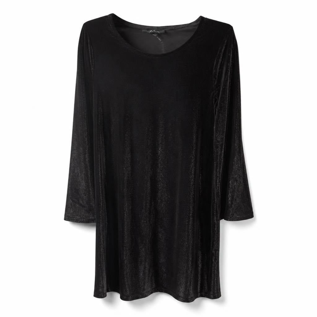 MANI Black Shimmer Long-sleeve Tunic Top Made In Vietnam | Pre-Loved | Why Go Less