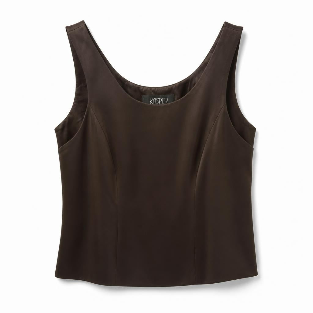 Kasper Dark Brown Sleeveless Shell Top | Pre-Loved | Why Go Less
